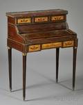 Louis XVI Style Painted and Brassmounted Mahogany and Marbletop Ladies Desk