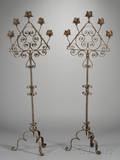 Pair of Spanish Medievalstyle Wroughtiron Torchieres