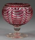 Bohemian Cranberry Cased and Colorless Glass Centerpiece Bowl