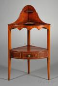 English Inlaid Mahogany Bowfronted Corner Washstand