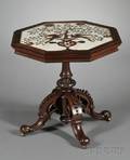 American Renaissance Revival Walnut and Italian Scagliolatopped Library Table