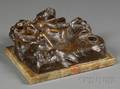After Pierre Bonnard French 18671947 Art Nouveau Bronze Figural Inkwell