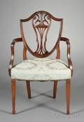 Hepplewhitestyle Carved Mahogany Shieldback Armchair