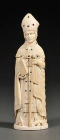Continental Carved Ivory Figure of an Archbishop