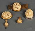 Four Carved Ivorymounted Jewelry Items