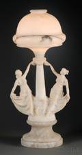 Carved Alabaster Figural Lamp