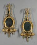 Pair of Regencystyle Mirrored Giltwood and Composition Wall Sconces