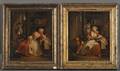 Continental School 18th19th Century Lot of Two Paintings of a Courting Couple The Surprise