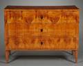 Biedermeierstyle Flame Birch Veneered and Partebonized Chest of Drawers