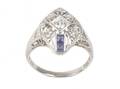 Vintage Platinum  Gold Diamond  Sapphire Ring
