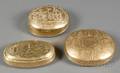 Three Continental Engraved Brass Snuff Boxes