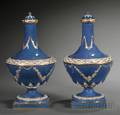 Pair of Wedgwood Powder Blue Bone China Barber Bottles and Covers