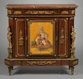 Louis XVI Style Ormolumounted Painted and Marbletop Kingwood Side Cabinet