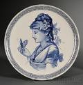 Wedgwood Queens Ware Blue Transfer Printed Portrait Charger