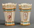 Pair of Wedgwood Lessore Decorated Queens Ware Quiver Vases