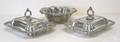 Pair of silver plated covered vegetable dishes with grapevine decoration