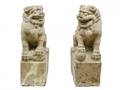 Pair of Large Chinese Carved Limestone Shishi