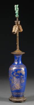 Blue Vase Mounted as a Lamp