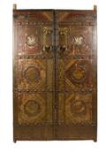 Pair 18th C Chinese Iron Painted Entryway Doors
