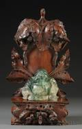 Carved Fluorite Budai with Wood Altar