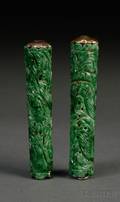 Pair of Jadeite Plum Holders