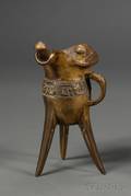 Giltbronze Archaistic Wine Vessel Jue