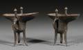 Pair of Bronze Drinking Vessels Jue