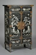 Motherofpearl Inlaid TwoPart Lacquered Cabinet