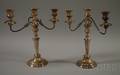 Pair of Sheffield Plate ThreeLight Convertible Candelabra