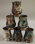 Set of Six Silver Plated Queen Anne Style Mugs