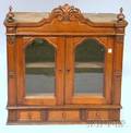 Victorian Glazed Carved Walnut Cabinet