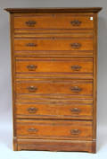 Late Victorian Birch SixDrawer Tall Chest