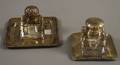 Two Sterling Silver and Colorless Cut Glass Inkstands