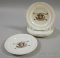 Set of Six English Great Bedwin Friendly Society 1821 Transfer Decorated Staffordshire Plates