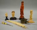 Seven Assorted Carved Ivory and Resin Figurals
