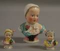 Meissen Handpainted Porcelain Bust of a Girl and Two Small Similar Busts