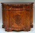 Italian Baroquestyle Inlaid Burl Walnut Veneer Serpentine Side Cabinet