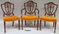 Set of Six Hepplewhitestyle Upholstered Carved Maple Shieldback Dining Chairs