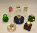 Eight Assorted Late 19thEarly 20th Century Colored and Colorless Art Glass Inkwells