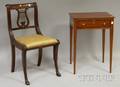 Inlaid Mahogany OneDrawer Stand and a Classicalstyle Carved Mahogany Lyreback Side Chair with Upholstered Seat