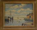 Framed 20th Century American School Oil on Artist Board Harbor View