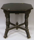 Victorian Eastlaketype Octagonal Ebonized Carved Wood Center Table