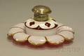 Victorian Sterling Silver Mounted Giltdecorated Cased WhitecuttoRuby Glass Inkwell with Underplate