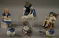 Five Bing  Grondahl Porcelain Figurals and a Lladro Porcelain Sleeping Girl in a Rocker Figural