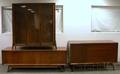 Midcentury Modern Walnut Twopart Book Cabinet and Side Cabinet