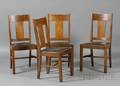 Set of Four Michigan Chair Co Arts  Crafts Oak Dining Chairs