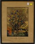 Framed Currier  Ives Handcolored Lithograph The Tree of Death