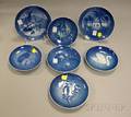 Five Bing  Grondahl Porcelain Mothers Day Plates and Two Royal Copenhagen Porcelain Christmas Plates