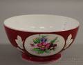 Russian Gardner Factory Handpainted Floral Decorated Porcelain Footed Bowl
