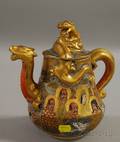 Japanese Satsuma Seven Lucky Gods Pattern Teapot